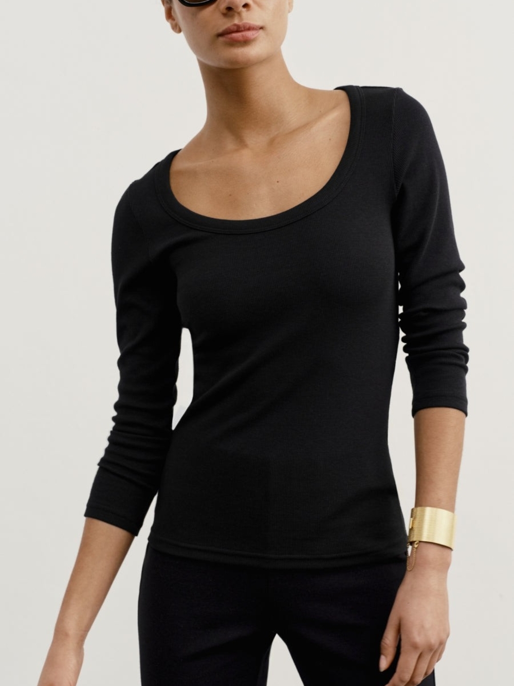 AYR The Open Ended 3/4 Sleeve Top In Black